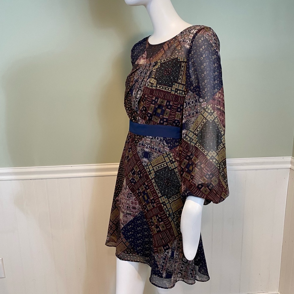 Bcbgeneration Long Sleeve Silk Patterned Dress - image 1